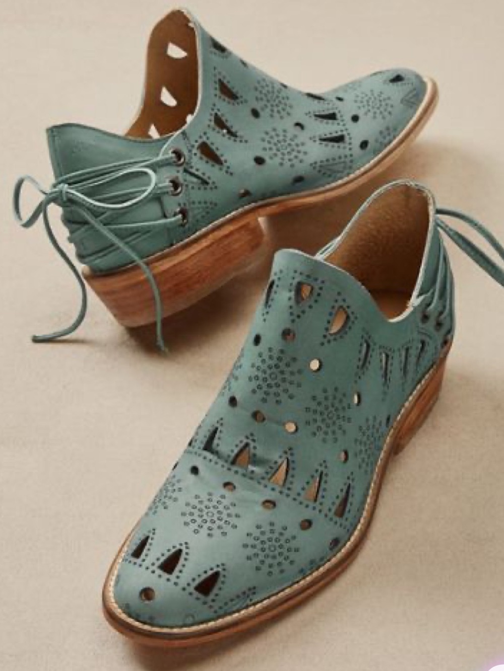 Musse & Cloud “Coolise” Laser Cut Leather Ankle Bootie Blue Women’s Size 9